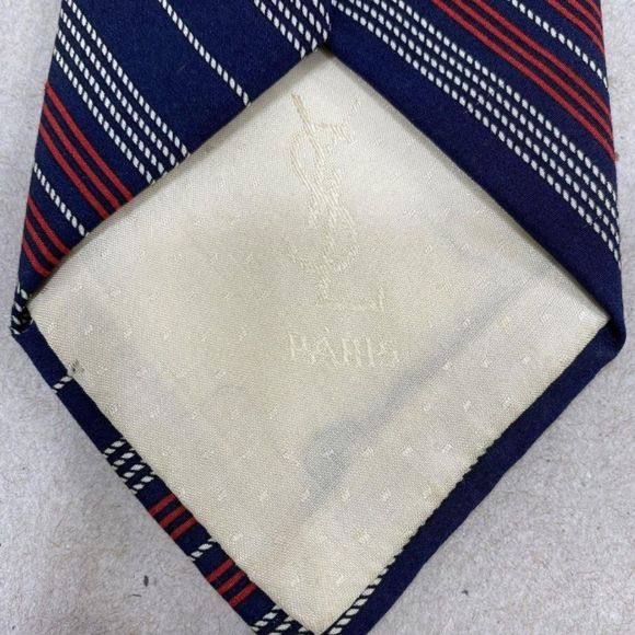 Yves Saint Laurent YSL 🐾  Authentic Maroon & Navy Silk Italian Tie w/COA - Picture 5 of 7